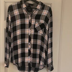 Rails Black and Pink Plaid Button Down Shirt